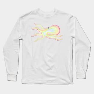 Playful Rainbow Octopus by The Color Worker Long Sleeve T-Shirt